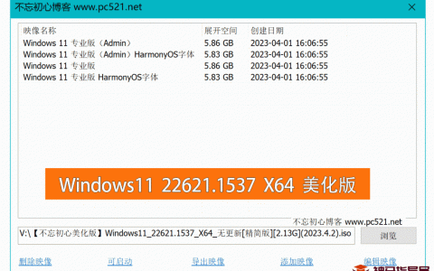 【不忘初心美化版】免费下载Windows11 22621.1537 X64 无更新[精简版][2.13G](2023.4.2)