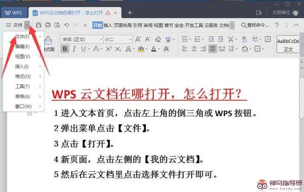 wps云文档在哪里如何打开？